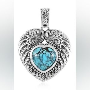 Blue Moon Turquoise Heart Pendant in Sterling Silver